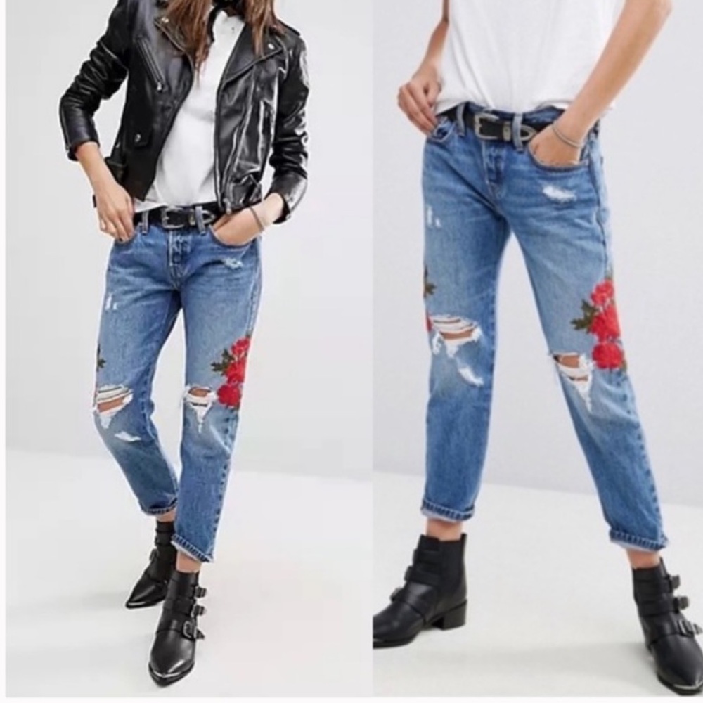 Floral Embroidered Levi’s 501